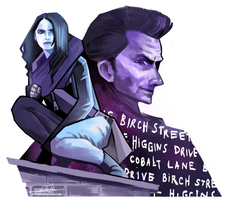 Illustration for article titled SeeBonnyDraw! Â Jessica Jones and Kilgrave, in Speed Painting Form!